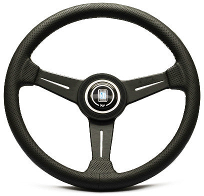 Nardi Classic Perforated Leather with Black Anodized Spokes, Grey Stitching